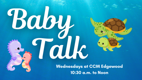 Baby Talk logo with turtles and seahorses