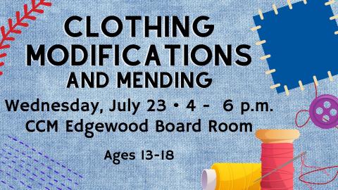 Image shows program date and location with thread and patches as decoration