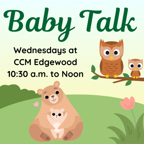 Baby talk logo with baby animals and adults