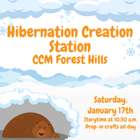 Hibernation Creation Station logo with bear
